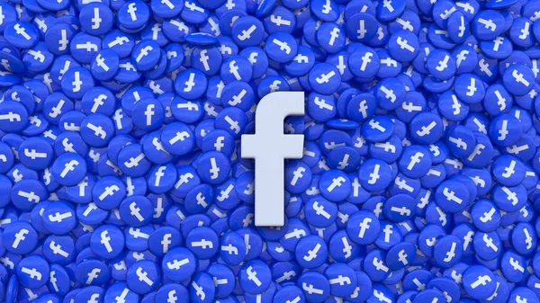 Απόδοση Του Λογότυπου Του Facebook Ένα Μάτσο Χάπια Εικονίδιο Της — Φωτογραφία Αρχείου