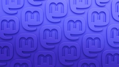 Kabartmalı Mastodon logo desenli 3B arkaplan