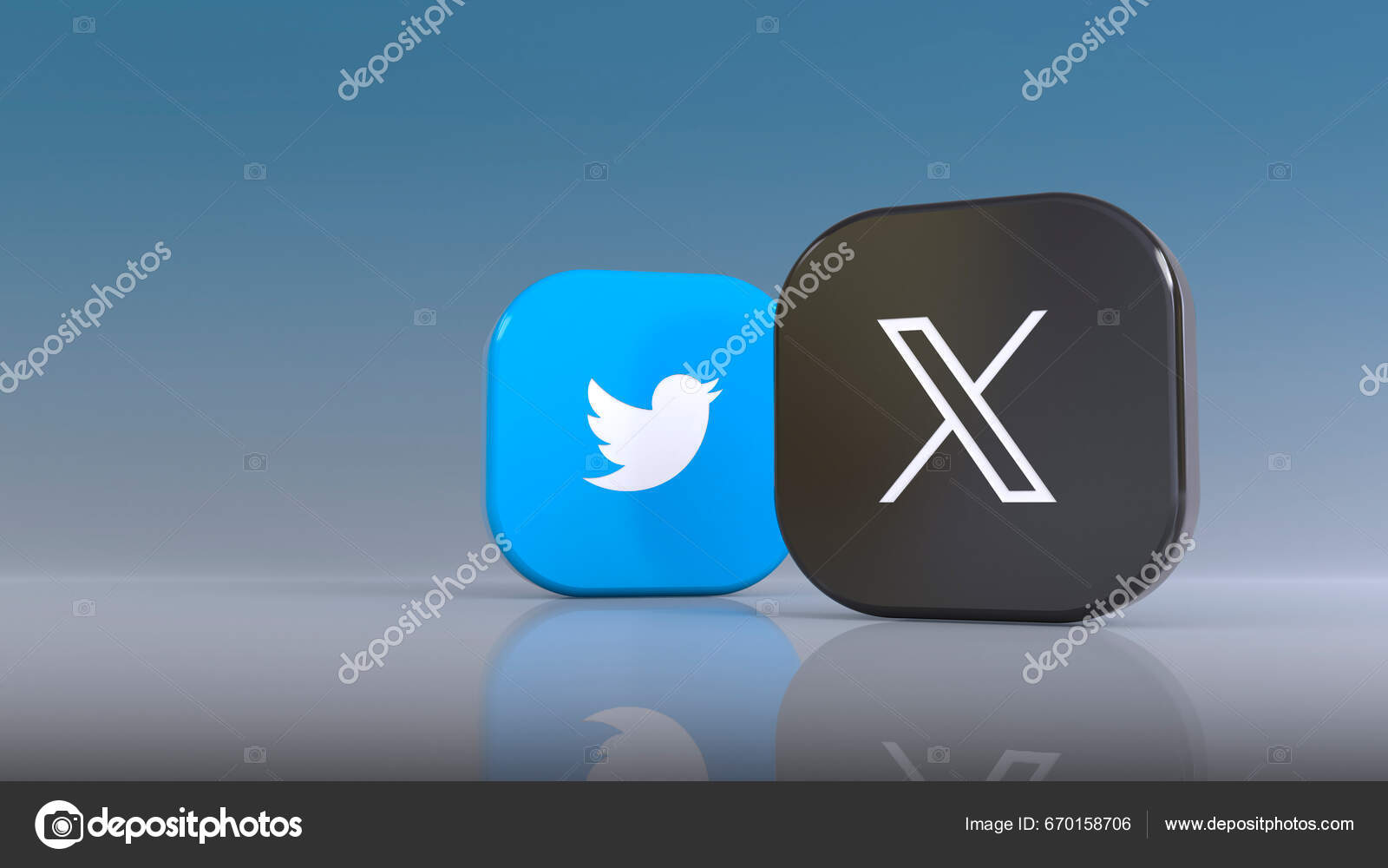 Rendering Two Square Badges Twitter Logo New Logo Gray Background — Stock  Editorial Photo © MMollaretti #670158706, image size:1600x1000
