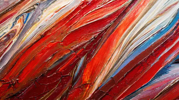 Streszczenie Teksturowane Malarstwo Pociągnięciami Pędzla Olejnego Odtworzonych Przez Odcieniach Czerwieni Obrazek Stockowy