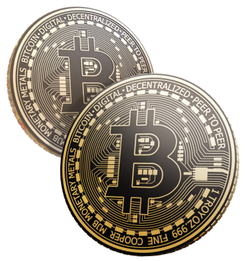 Şeffaf arkaplanda iki Bitcoin izole edildi