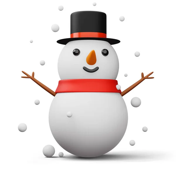 stock image Cute snowman character, merry christmas, 3d rendering