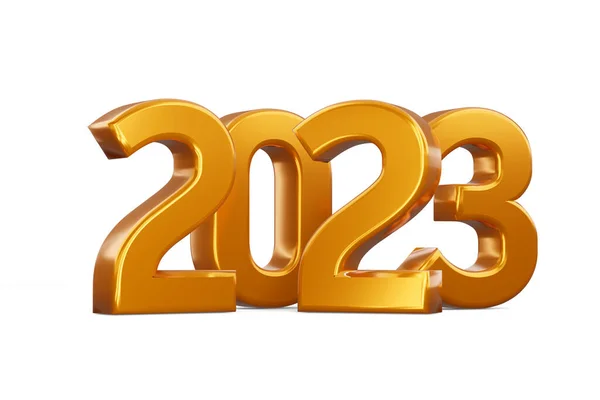 金2023 新年快乐二千二十三 3D渲染 — 图库照片