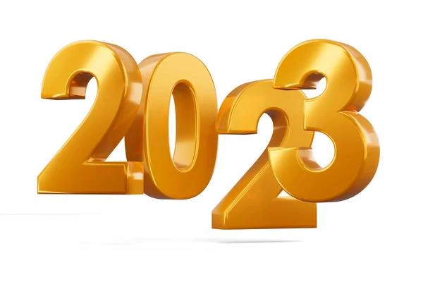 Złoto 2023 Szczęśliwego Nowego Roku Dwa Tysiące Dwadzieścia Trzy Renderowania — Zdjęcie stockowe