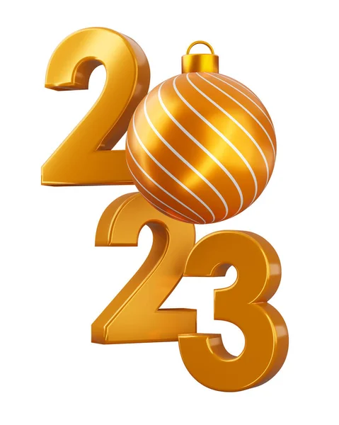 Złoto 2023 Szczęśliwego Nowego Roku Dwa Tysiące Dwadzieścia Trzy Renderowania — Zdjęcie stockowe