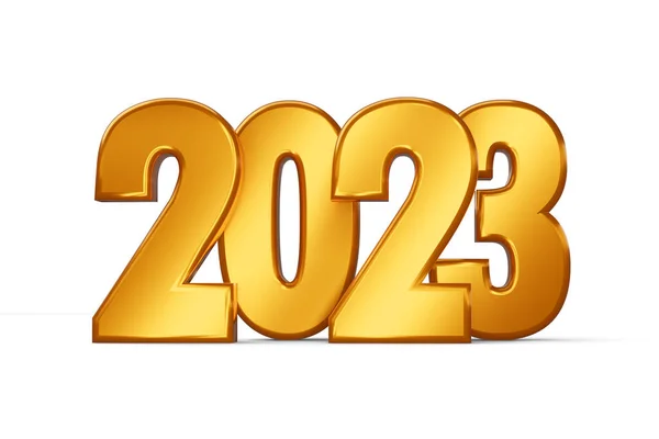 Золотий 2023 Щасливий Новий Рік Дві Тисячі Двадцять Три Рендеринг Стокове Зображення