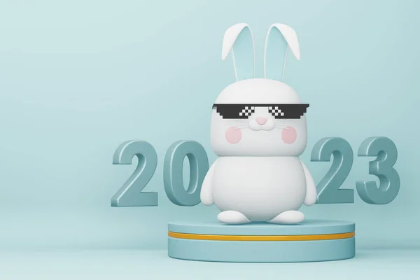 Feliz Año Nuevo 2023 Año Del Conejo Renderizado Fotos De Stock
