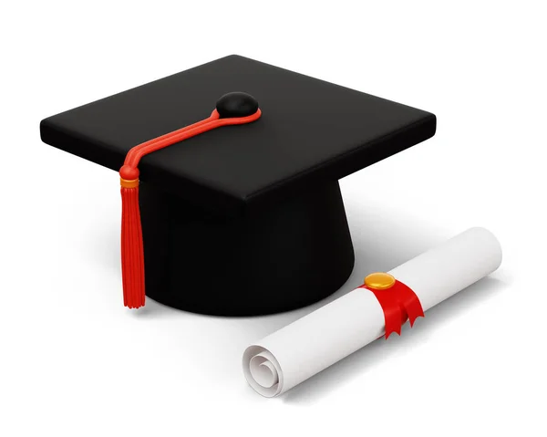 Capa Graduação Com Diploma Renderização — Fotografia de Stock