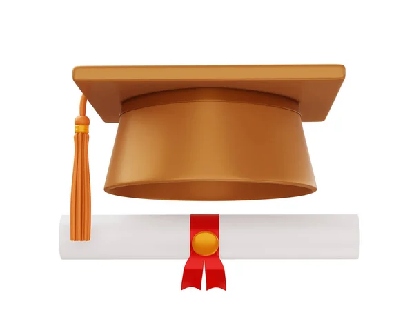 Graduiertenmütze Mit Diplom Darstellung — Stockfoto