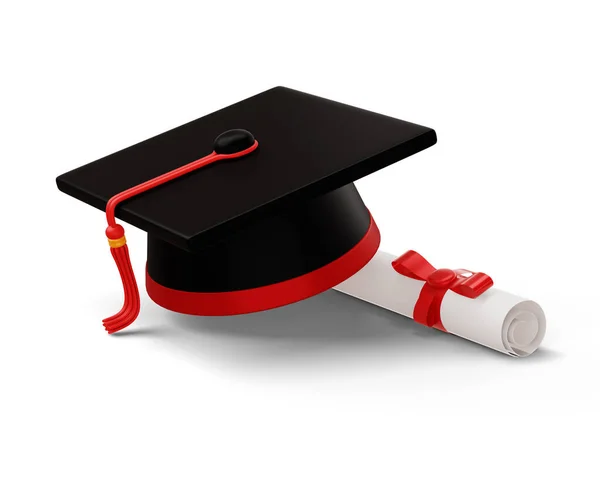 Capa Graduação Com Diploma Renderização Fotografia De Stock