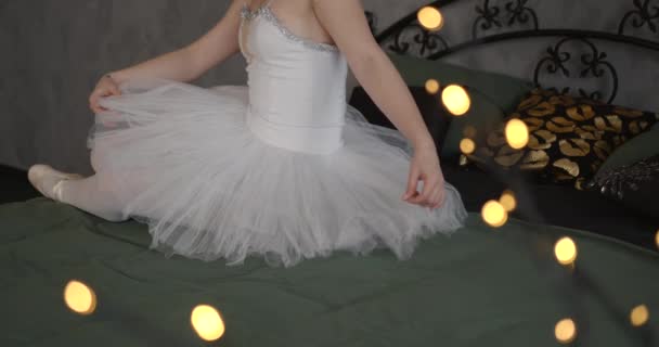 Bailarina Tutú Blanco Concepto Danza Navidad Sueños — Vídeos de Stock
