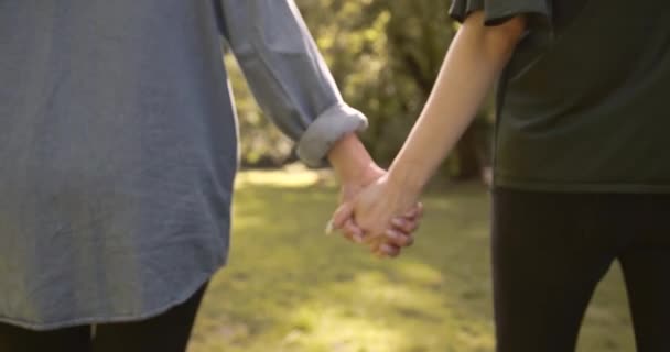 Lesbian Couple Walking Together Holding Hands Free Choice Love Prejudice — Stock Video