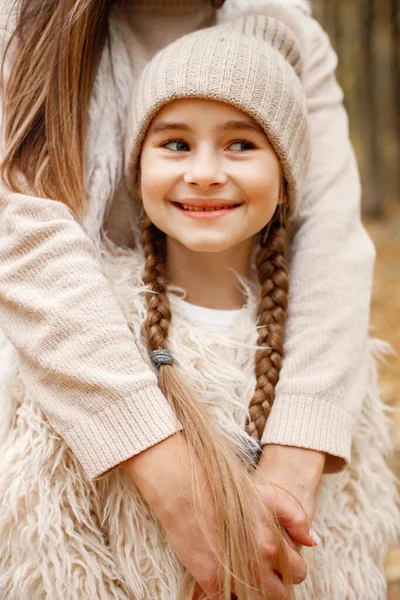 Focus Happy Girls Face Woman Play Her Daughter Girl Wearing — Stockfoto