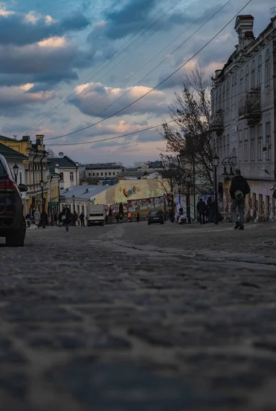 Street in Kyiv during the war and saving electricity