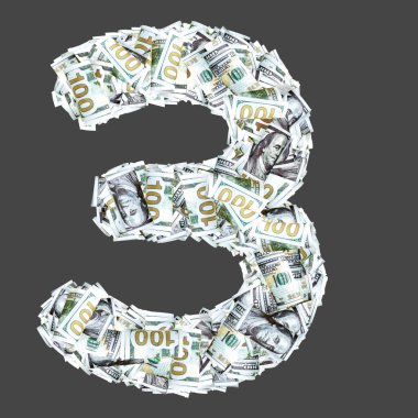 Dolar banknotlu Kiril alfabesi harfleri. Gri renkte izole edilmiş