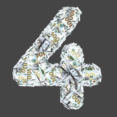 Sayılar ve işaretler ile dolar kağıt para banknotları. 
