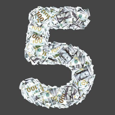 Sayılar ve işaretler ile dolar kağıt para banknotları. 