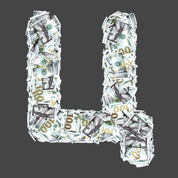 Kyrillische Buchstaben Mit Dollargeldscheinen Isoliert Grau — Stockfoto