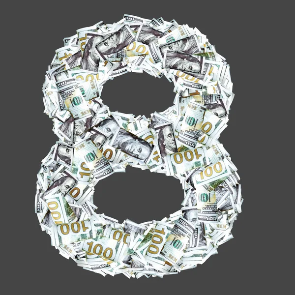 Čísla Značky Dolarovými Bankovkami — Stock fotografie