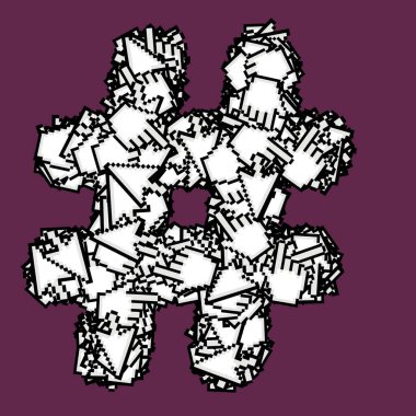 Sayılar ve işaretler web sitesi okları ve işaretleriyle. İzole edilmiş mor arkaplan.