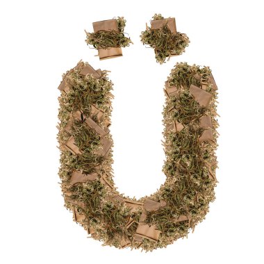 Tıbbi ot ve kağıt torbalarla Türk ve Azerbaycan mektupları. İzole edilmiş beyaz arkaplan. 