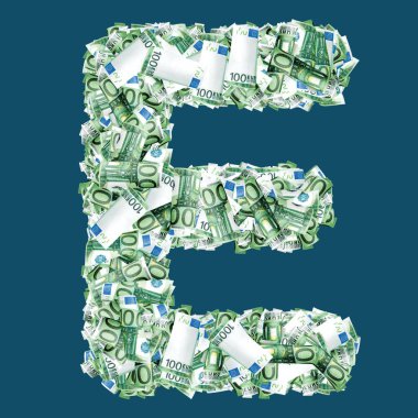 Dolar banknotlu Latince mektuplar. İzole edilmiş arkaplan.