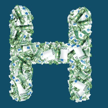 Dolar banknotlu Latince mektuplar. İzole edilmiş arkaplan.