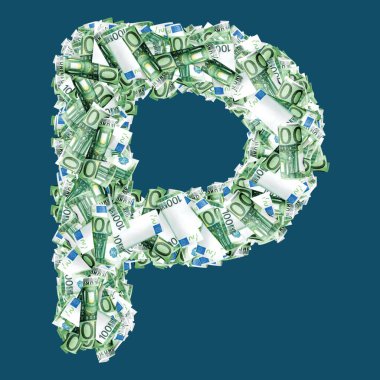 Dolar banknotlu Latince mektuplar. İzole edilmiş arkaplan.