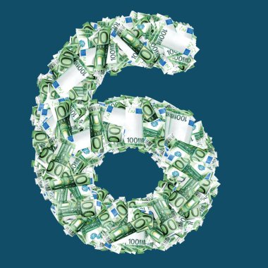 Avro kağıtlı para banknotları olan numara. İzole edilmiş arkaplan.