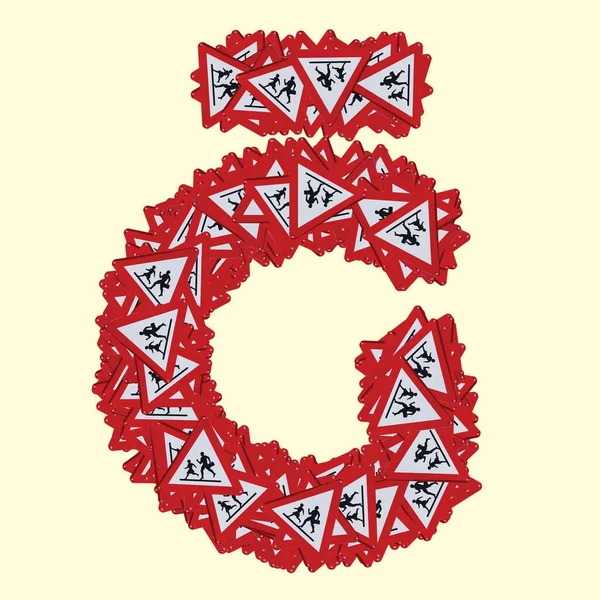 Τουρκικές Και Αζερικές Γραμματοσειρές Πινακίδα Κινδύνου Πεζών Κόκκινο Τρίγωνο Σήμανση — Φωτογραφία Αρχείου