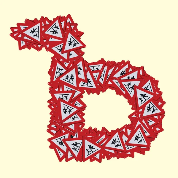 Кириллические Шрифты Знаком Пешеходной Опасности Красный Треугольник Знак Безопасности Дорожного — стоковое фото