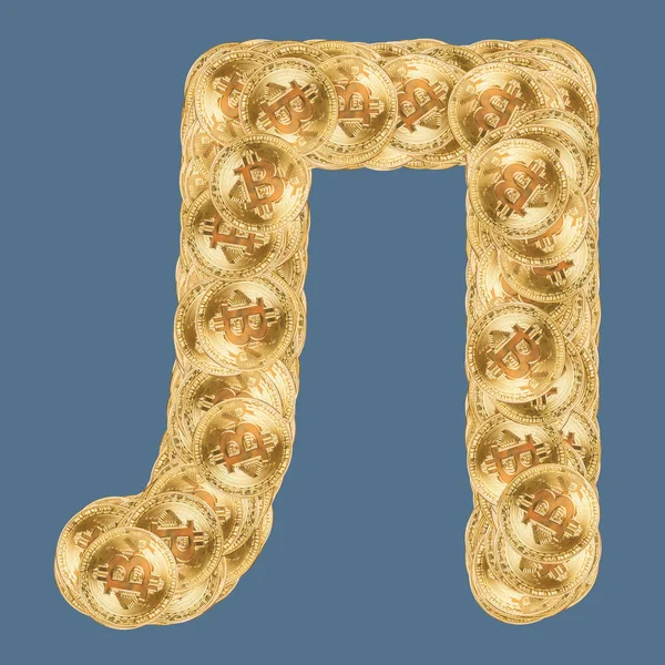 Cyrillic Fonts Gold Bitcoins Isolated Background — Stock Photo, Image