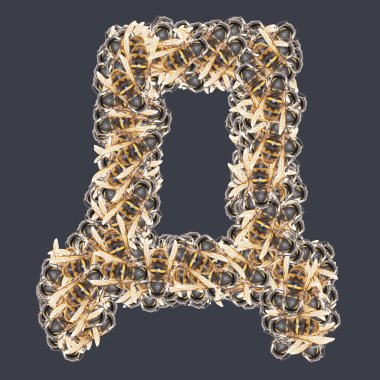 Ballı Kiril yazı tipleri. İzole edilmiş arkaplan.