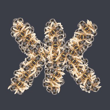 Ballı Kiril yazı tipleri. İzole edilmiş arkaplan.