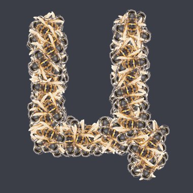 Ballı Kiril yazı tipleri. İzole edilmiş arkaplan.