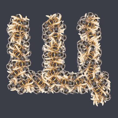 Ballı Kiril yazı tipleri. İzole edilmiş arkaplan.