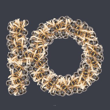 Ballı Kiril yazı tipleri. İzole edilmiş arkaplan.