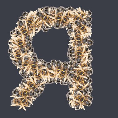 Ballı Kiril yazı tipleri. İzole edilmiş arkaplan.