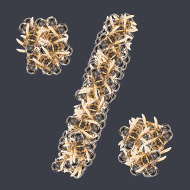 Bal arılı sayı ve karakter yazı tipleri. Arkaplanı ayır