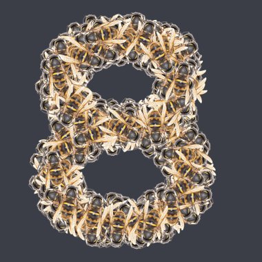 Bal arılı sayı ve karakter yazı tipleri. Arkaplanı ayır