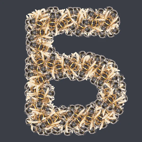 用蜜蜂做的西里尔字母字体孤立的背景 — 图库照片
