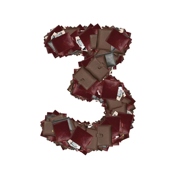 Кількість Характер Гаманцями Всередині Доларів Ізольований Фон — стокове фото