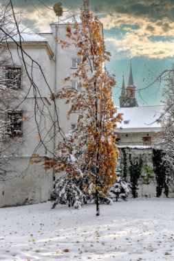 Şehirde kış oyun oynar.