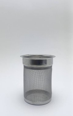 Isolated objects: Strainer Tea Orange Drink made of stainless, on white background.