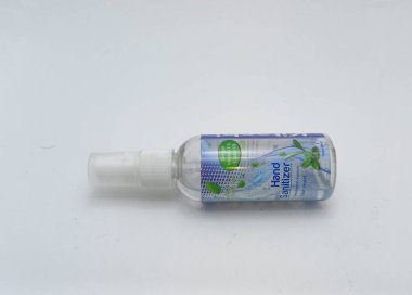 Jakarta, Indonesia - December 10, 2022: Isolated object: Hand sanitizer kills germs and is non-sticky, on a white background, Jakarta, Indonesia