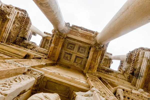 Türkiye Nin Efes Kentindeki Celsus Kütüphanesi Antik Romalıların Etkileyici Mimari — Stok fotoğraf