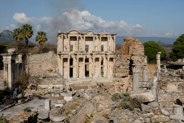 Vue Sur Bibliothèque Celsus Ephèse Turquie Une Structure Magnifique Emblématique — Photo