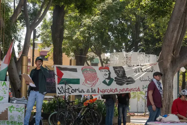Puebla Mexico 16Th March 2024 Pro Palestine Rally Took Place Royalty Free Stock Images