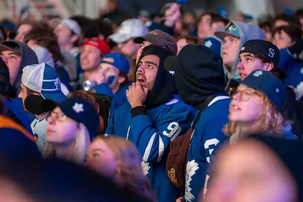 Toronto Ontario Canada April 2024 Fans Gather Maple Leaf Square — Stock Photo, Image
