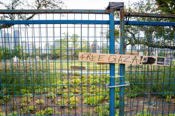 Stock image View of empty Pro Palestine encampment at King's College Circle on University of Toronto campus. 